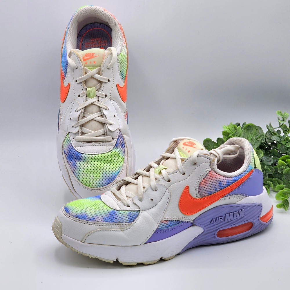 Nike Women's Air Max Tie-Dye Mesh Sneakers with Bright Orange Swoosh